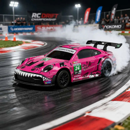 HStar 1:43 Roxy Porsche 911 GT3 R Micro Drift RC Car | Metal Alloy 4WD