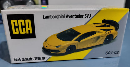 CCA 1:64 Lamborghini Aventador SVJ | Premium Metal Chassis Diecast (Yellow)