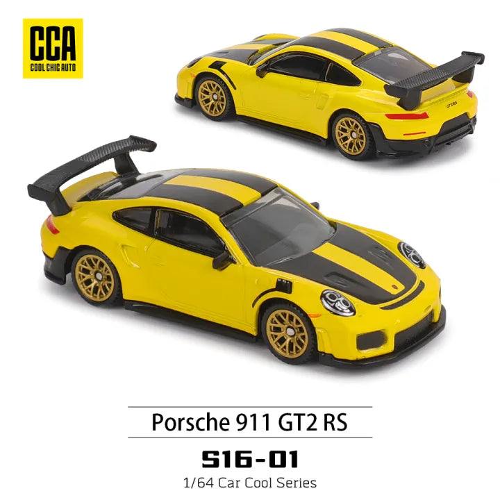 CCA 1:64 Porsche 911 GT2 RS | Premium Metal Chassis Diecast (Yellow)